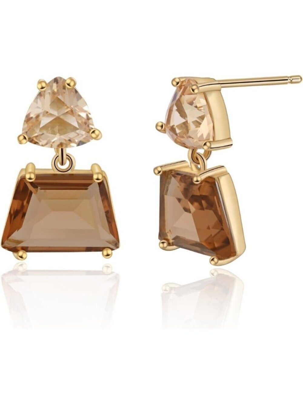 Women's Brown Beautiful Crystal Dangle Charm Fashionable Amber Drop Earring